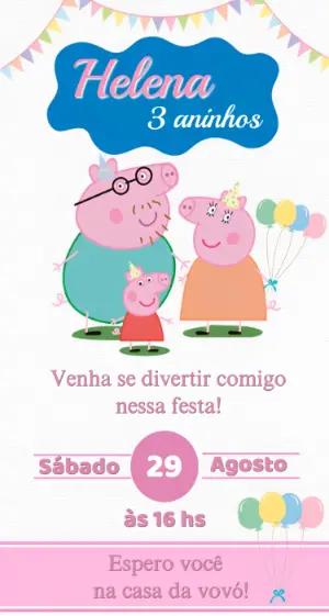 Convite de Aniversário Fada Peppa Pig Editável