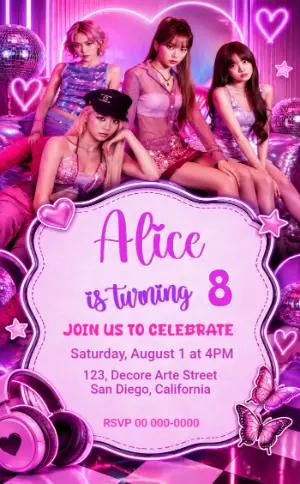 LE SSERAFIM K-pop Birthday Invitation | Editable Template