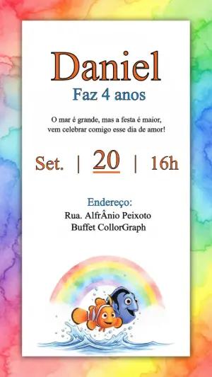 Convite de Aniversário Procurando Nemo para Editar Online