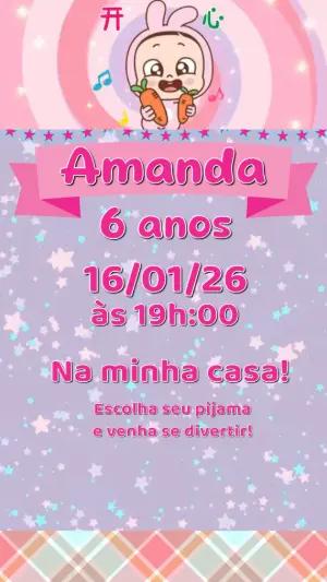 Vídeo Convite Aniversário Infantil Festa do Pijama Fofo Editável