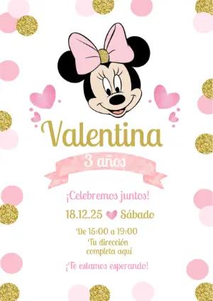 Invitación de Cumpleaños de Minnie Mouse Rosa para Editar