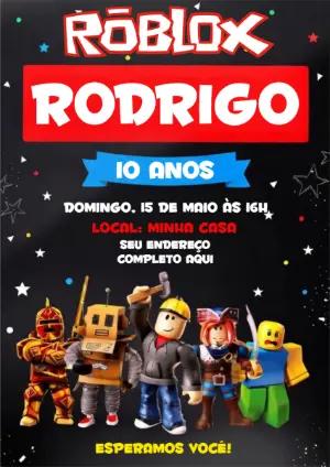 Convite Digital Roblox para Aniversário Infantil Editável