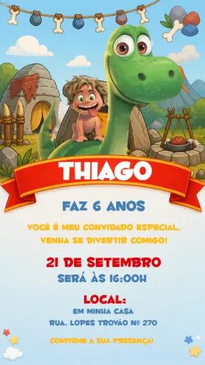 Convite de Aniversário O Bom Dinossauro Editável