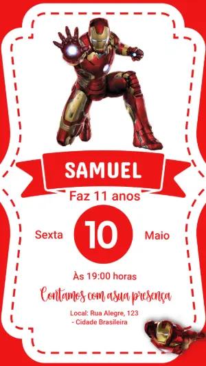 Convite Editável Aniversário Infantil Tema Homem de Ferro