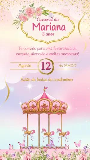 Convite Animado Aniversário Carrossel para Editar Online