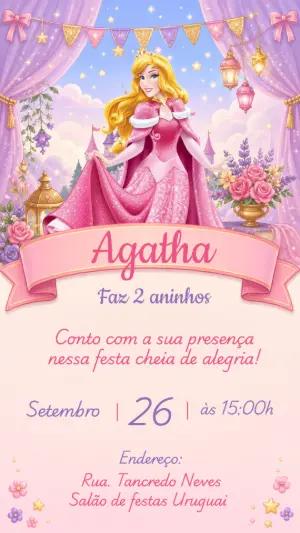 Convite de Aniversário Princesa Aurora para Editar Online