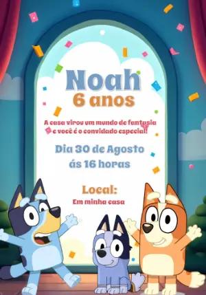 Convite de Aniversário Bluey e Bingo para Editar Online