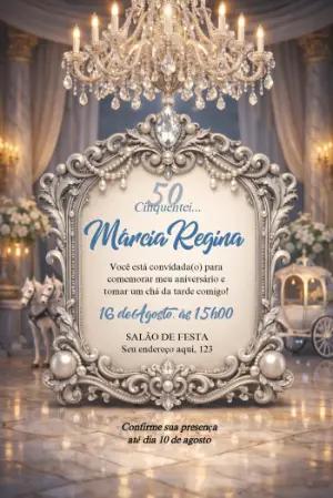 Convite de Aniversário 50 Anos Luxuoso para Editar