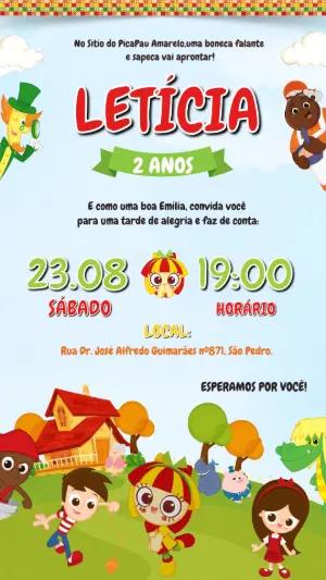 Convite de Aniversário Sítio do Picapau Amarelo para Editar