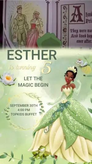 Animated Princess Tiana Birthday Video Invitation Template