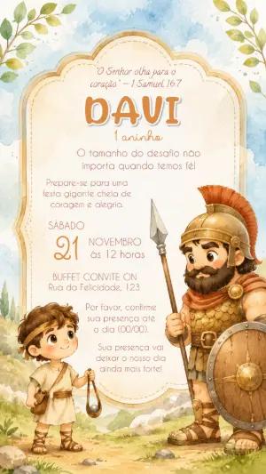 Convite Digital Davi e Golias 1 Aninho Editável