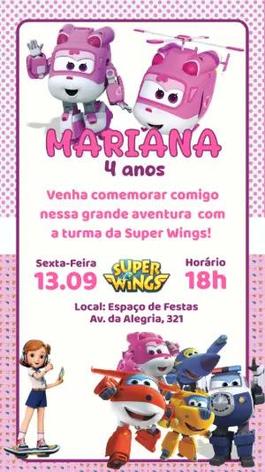 Convite de Aniversário Super Wings para Editar Online