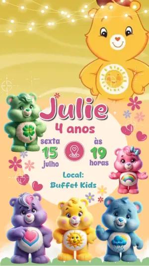 Convite Animado Aniversário Ursinhos Carinhosos para Editar
