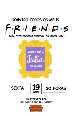 Convite de Aniversário Temático Friends para Editar e Enviar