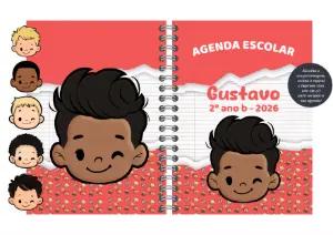 Capa de Agenda Escolar Menino com Personagem para Editar