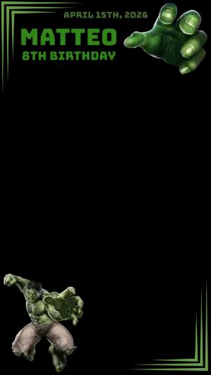 Hulk Birthday Photo Frame | Editable Digital Template