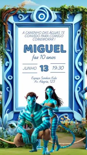 Convite de Aniversário Avatar O Caminho da Água para Editar