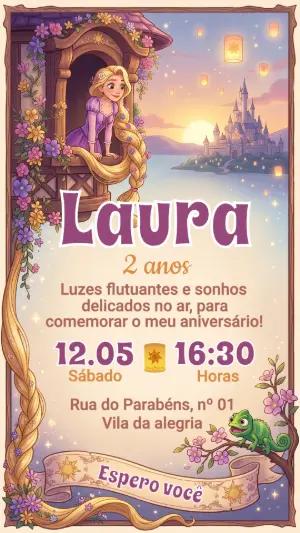 Convite de Aniversário Rapunzel Enrolados Editável