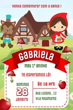 Convite Aniversário Chapéuzinho Vermelho para Editar Online
