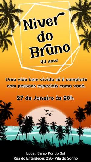 Convite Aniversário Tardezinha Pôr do Sol para Editar Online