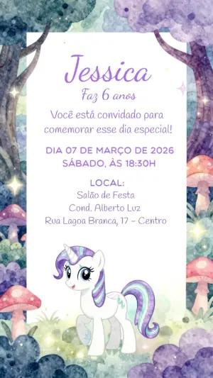 Convite Digital Aniversário My Little Pony para Editar