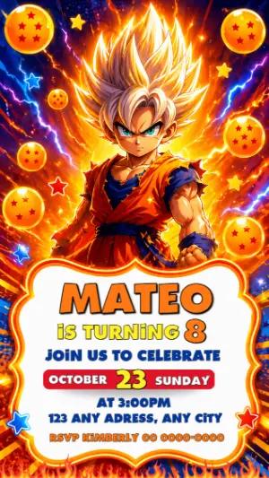 Anime Dragon Ball Z Birthday Invitation - Editable Digital Template