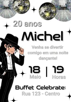 Convite de Aniversário Michael Jackson Editável