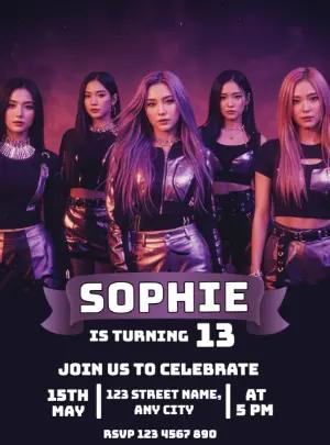 ITZY K-pop Birthday Invitation Editable Template