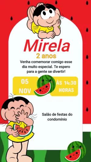 Convite de Aniversário Magali com Tema Melancia para Editar