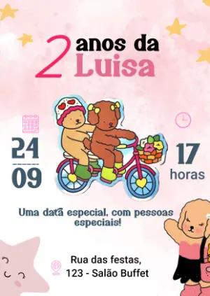 Convite de Aniversário Cachorrinhos Fofos para Editar Online