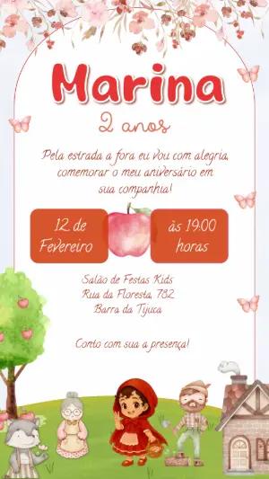 Convite Aniversário Chapeuzinho Vermelho para Editar Online