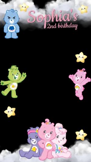 Care Bears Birthday Party Photo Frame | Editable Digital Template