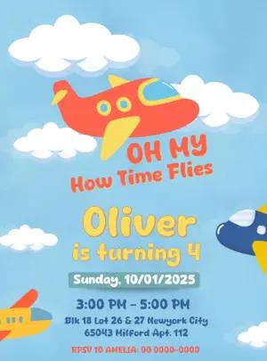 Airplane Birthday Invitation Template to Edit Online