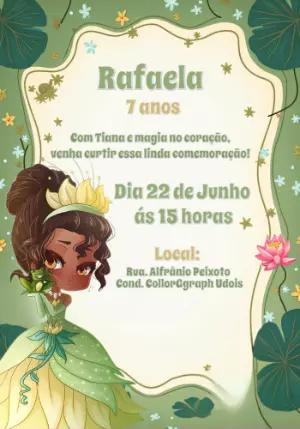 Convite de Aniversário Princesa e o Sapo para Editar Online