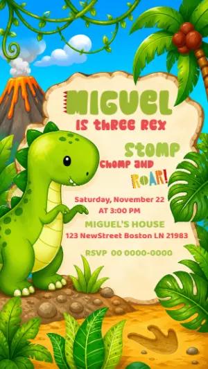 Cute Dinosaur Birthday Invitation | Editable Template for Kids