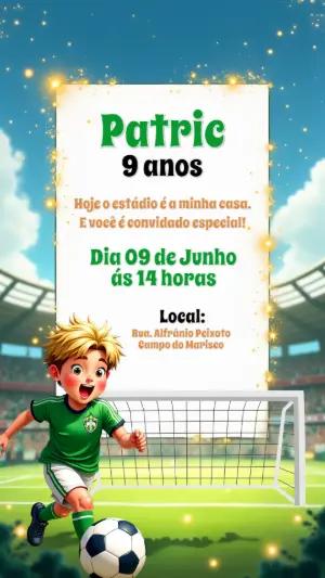 Convite de Aniversário Futebol com Jogador para Editar