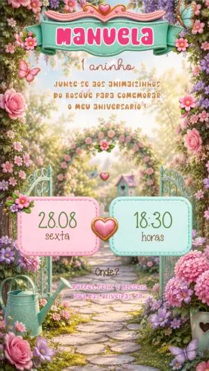 Convite de Aniversário Bosque Encantado para Editar