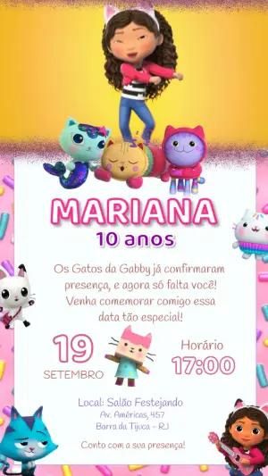 Convite Animado Aniversário A Casa Mágica da Gabby para Editar