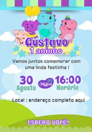 Convite de Aniversário Babytube com Dinossauros para Editar