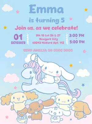 Cinnamoroll Unicorn Birthday Invitation to Edit Online