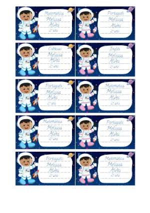 Etiqueta Escolar Astronauta Infantil para Editar e Imprimir
