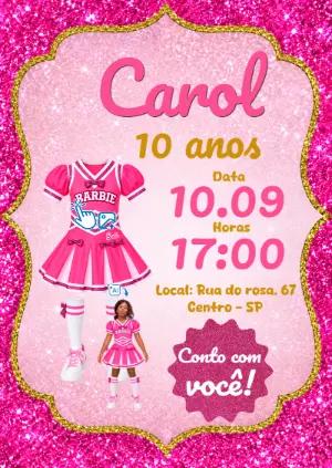 Vire a Barbie High School! Convite de Aniversário com Foto IA