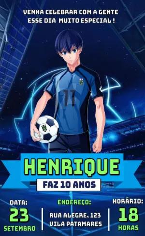 Convite de Aniversário Blue Lock Editável Online