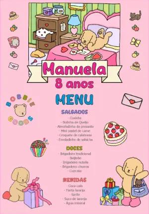 Cardápio de Aniversário Ursinhos Fofos para Editar Online