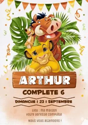 Invitation Anniversaire Le Roi Lion à Modifier en Ligne