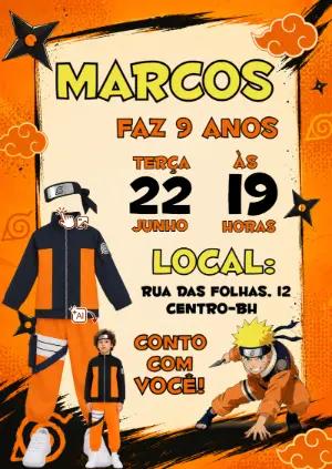Convite de Aniversário Naruto: Vire um Ninja com sua Foto
