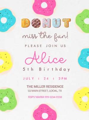 Sweet Donut Birthday Party Invitation | Editable Online