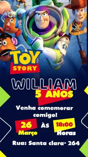 Convite Digital Toy Story Infantil para Aniversário Editável