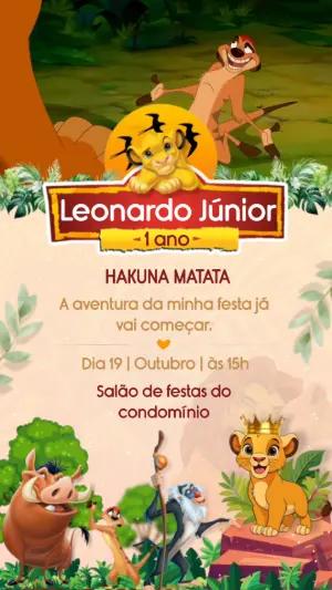 Vídeo Convite de Aniversário O Rei Leão para Editar Online