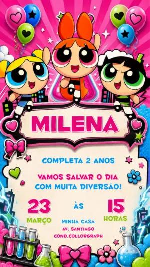 Convite de Aniversário Meninas Super Poderosas Editável